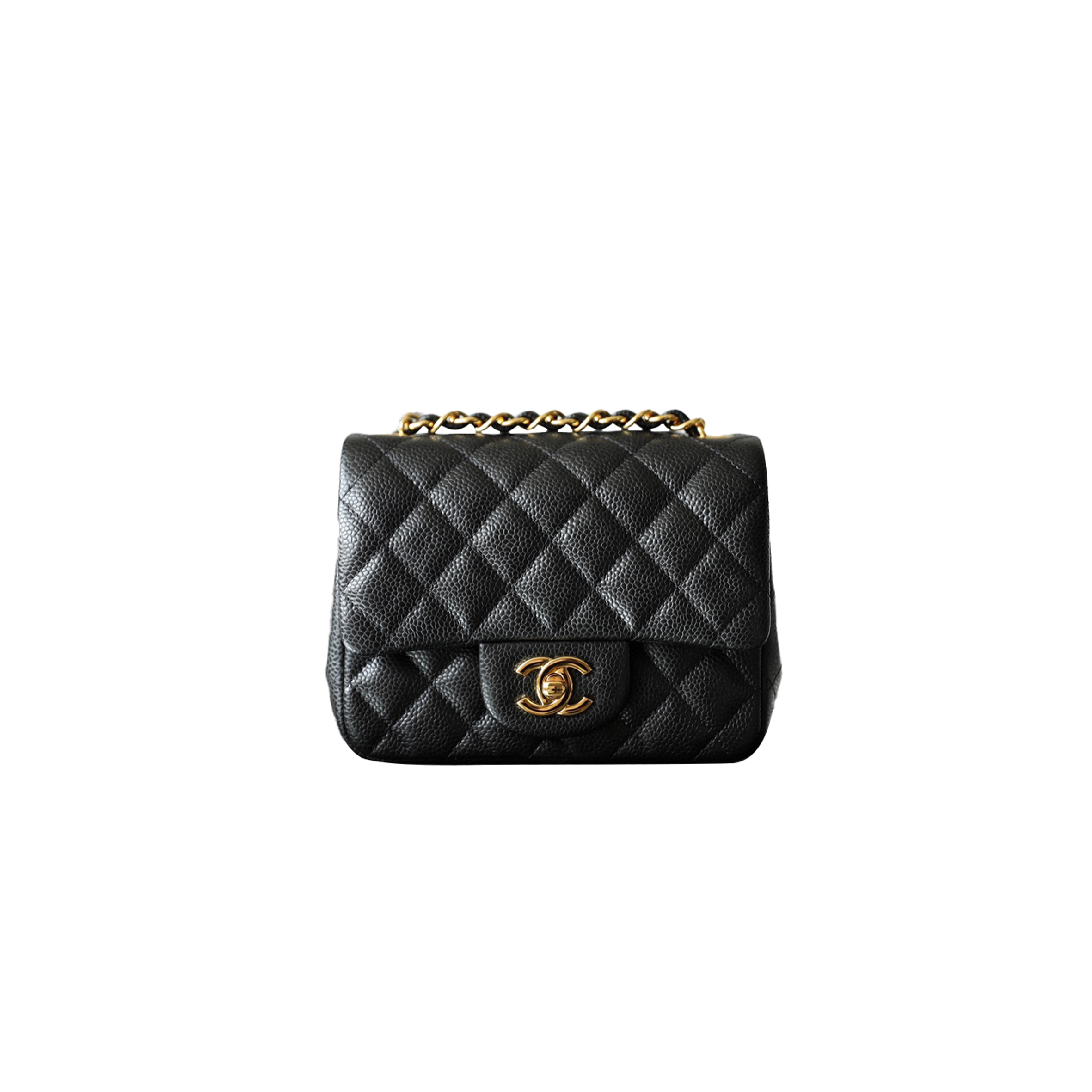 CHANEL MASTER CLASSIC FLAP MINI SQUARE FAT BLACK (17*13.5*8cm)